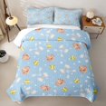 thumbnail image 1 of Feelyou Cute Bowknot Softball Twin Quilt Set for Girls, Blue Cartoon Stars Print Twin Coverlet Set, 2pcs, 1 of 7