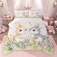 thumbnail image 1 of Feelyou Cute Bunnies Teens Bedding Comforter Set, Cartoon Rabbit Butterfly Twin Comforter Sets, Watercolor Flower Floral Reversible Bedding Set, Super Cozy Room Decor, 2 Pieces, 1 of 8