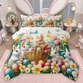thumbnail image 1 of Feelyou Cute Bunny Rabbit Queen Comforter Set for Child, Cartoon Easter Egg Bedding Sets, Spring Flower Floral Reversible Bedding Comforter Set, Luxury Bedroom Decor, 3pcs, 1 of 8