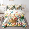 thumbnail image 1 of Feelyou Cute Bunny Rabbit Twin Bedding Sets 7-Piece for Child, Cartoon Easter Egg Bedding Comforter Set, Spring Flower Floral Reversible Sheet Sets, Luxury Bedroom Decor, 1 of 7