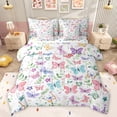 thumbnail image 1 of Feelyou Cute Butterfly Bedding Comforter Set 7pcs for Teen, Leaf Botanical Plant Queen Bedding Sets, Kawaii Cartoon Animal Reversible Queen Sheet Sets, Lightweight Room Decor, 1 of 8