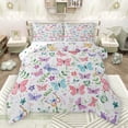 thumbnail image 1 of Feelyou Cute Butterfly Full Size Comforter Sets for Teen, Leaf Botanical Plant Bedding Comforter Set, Kawaii Cartoon Animal Reversible Bedding Sets, Lightweight Room Decor, 3pcs, 1 of 8
