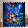 thumbnail image 1 of Feelyou Cute Cartoon Dino Blackout Curtains Set of 2 (52x84 Each) for Kids, Starry Moon Jungle Wildlife Window Curtains, Blue Purple, 1 of 6