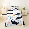 thumbnail image 1 of Feelyou Cute Cartoon Fish Starfish Shell Twin Sheet Sets for Boys Girls, Kawaii Ocean Marine Wildlife Bedding, 3pcs, 1 of 5