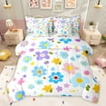 thumbnail image 1 of Feelyou Cute Cartoon Floral Bedding Comforter Set 7 Pieces, Cartoon Blue Flower Full Bedding Set, Teens Kids Boys Girls Reversible Fitted Sheet Flat Sheet, Luxury Bedroom Decor, 1 of 8