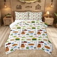 thumbnail image 1 of Feelyou Cute Cartoon Go Fishing Boat Queen Comforter Set for Boys Girls Kids, Cartoon Adventure Bedding Comforter Set, White Green, Reversible, 3-Piece, 1 of 6