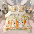 thumbnail image 1 of Feelyou Cute Cartoon Rabbit Twin Bedding Sets 7-Piece for Kid, Kawaii Orange Carrot Bedding Comforter Set, Happy Easter Theme Reversible Sheet Sets, Ultra Soft Bedroom Decor, 1 of 9