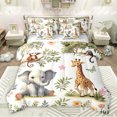 thumbnail image 1 of Feelyou Cute Elephant Print Bedding Comforter Set 7 Pieces for Kids, Jungle Giraffe Monkey Full Bedding Set, Kawaii Zoo Animal Reversible Fitted Sheet Flat Sheet, Microfiber Bedroom Decor, 1 of 7