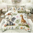 thumbnail image 1 of Feelyou Cute Elephant Print Bedding Comforter Set for Kids, Jungle Giraffe Monkey Twin Comforter Sets, Kawaii Zoo Animal Reversible Bedding Set, Microfiber Bedroom Decor, 2-Piece, 1 of 9