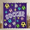thumbnail image 1 of Feelyou Cute Football Soccer Black Out Curtains for Kids, Est Sleep Sports Curtains Pack of 2 (42x63 Each), Purple Cartoon Theme Bedroom Curtains, Living Room Curtains Decor, 1 of 6