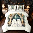 thumbnail image 1 of Feelyou Cute Ghost Full Size Bedding Sets, Boho Western Garden Floral Full Size Bed in a Bag, Green Yellow, Gray Reversible, 7pcs, 1 of 7