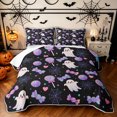 thumbnail image 1 of Feelyou Cute Ghost Lollipop Quilt Full, Kawaii Halloween Spider Web Full Bedspread Sets, 3 Pieces, 1 Comforter and 2 Pillowcases, 1 of 7