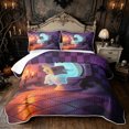 thumbnail image 1 of Feelyou Cute Ghost Spider Quilt King, Spooky Western Candle King Coverlet Set, Purple Orange, 3-Piece, 1 Comforter and 2 Pillowcases, 1 of 7