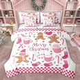 thumbnail image 1 of Feelyou Cute Gingerbread Man Bedding Comforter Set 7pcs, Cartoon Christmas Queen Bedding Sets, Teens Kids Women Girls Reversible Queen Sheet Sets, Breathable Home Decor, 1 of 7