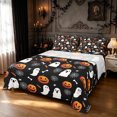 thumbnail image 1 of Feelyou Cute Gothic Ghost Bed Sheets, Cartoon Pumpkin Full Size Sheets, Black Orange, 4-Piece, 1 Flat Sheet, 1 Fitted Sheet and 2 Pillowcases, 1 of 5