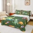 thumbnail image 1 of Feelyou Cute Green Dinosaur Twin Sheet Sets for Child, Outer Space Twin Fitted Sheet, Kawaii Animal Astronaut Flat Sheet, Ultra Soft Bedroom Decor, 3 Pieces, 1 of 8