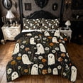 thumbnail image 1 of Feelyou Cute Halloween Ghost Queen Comforter Set, Boho Flower Daisy Comforter Sets Queen, Black Reversible, 3pcs, 1 Comforter and 2 Pillowcases, 1 of 7