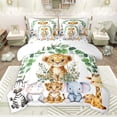 thumbnail image 1 of Feelyou Cute Leopard Cheetah Twin Bedding Sets 7-Piece for Child, Kawaii Hippo Elephant Bedding Comforter Set, Jungle Animal Party Reversible Sheet Sets, Luxury Bedroom Decor, 1 of 9
