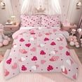 thumbnail image 1 of Feelyou Cute Love Heart Bedding Comforter Set for Kids, Happy Valentines Day Twin Comforter Sets, Cartoon Pink Princess Reversible Bedding Set, Luxury Bedroom Decor, 2 Pieces, 1 of 9