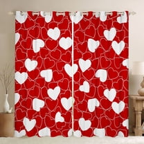 Feelyou Cute Love Heart Black Out Curtains for Teen, Romantic Cartoon Curtains Pack of 2 (42x63 Each), Red White Graffiti Lines Bedroom Curtains, Window Curtains Home Decor