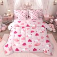 thumbnail image 1 of Feelyou Cute Love Heart Twin Bedding Sets 7-Piece for Kids, Happy Valentines Day Bedding Comforter Set, Cartoon Pink Princess Reversible Sheet Sets, Luxury Bedroom Decor, 1 of 8