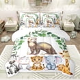 thumbnail image 1 of Feelyou Cute Meerkat Lover Bedding Comforter Set 7 Pieces for Child, Kawaii Hippo Elephant Full Bedding Set, Jungle Animal Party Reversible Fitted Sheet Flat Sheet, Breathable Home Decor, 1 of 8