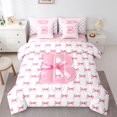 thumbnail image 1 of Feelyou Cute Monogrammed B Bedding Comforter Set 7 Pieces, Pink Bow Queen Bedding Sets, 1 of 7