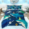 thumbnail image 1 of Feelyou Cute Ocean Shark Queen Comforter Set for Kid, Funny Sealife Bedding Sets, Kawaii Cartoon Animal Reversible Bedding Comforter Set, Breathable Home Decor, 3pcs, 1 of 8