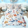 thumbnail image 1 of Feelyou Cute Ocean Whale Twin Bedding Sets 7-Piece for Teens, Cartoon Crab Starfish Coral Bedding Comforter Set, Lighthouse Reversible Sheet Sets, Microfiber Bedroom Decor, 1 of 8
