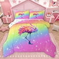 thumbnail image 1 of Feelyou Cute Pink Flamingo Full Size Comforter Sets, Fashion Rainbow Artwork Bedding Comforter Set, Teens Kids Boys Girls Reversible Bedding Sets, Ultra Soft Bedroom Decor, 3 Pieces, 1 of 8