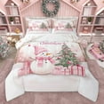 thumbnail image 1 of Feelyou Cute Pink Snowman Bedding Comforter Set for Kids, Dreamy Pine Tree Twin Comforter Sets, Cartoon Christmas Tree Reversible Bedding Set, Ultra Soft Bedroom Decor, 2-Piece, 1 of 9