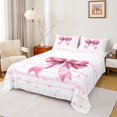 thumbnail image 1 of Feelyou Cute Princess Bow Bed Sheets for Child, Fashion Stripes Pink King Sheets, Kawaii Princess Ribbon Sheet Set, Ultra Soft Bedroom Decor, 4-Piece, 1 of 7