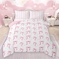thumbnail image 1 of Feelyou Cute Princess Bow Full Size Comforter Sets for Child, Kawaii Ribbon Pink Bedding Comforter Set, Cartoon Love Heart Reversible Bedding Sets, Microfiber Bedroom Decor, 3 Pieces, 1 of 8