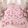 thumbnail image 1 of Feelyou Cute Princess Shose Bedding Comforter Set for Teen, Kawaii Pink Ribbon Twin Comforter Sets, Cartoon Bowknot Bow Reversible Bedding Set, Ultra Soft Bedroom Decor, 2 Pieces, 1 of 8