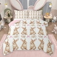 thumbnail image 1 of Feelyou Cute Rabbit Teens Full Size Comforter Sets, Pink Princess Bowknot Ribbon Bedding Comforter Set, Kawaii Easter Bunny Reversible Bedding Sets, Luxury Bedroom Decor, 3 Pieces, 1 of 8