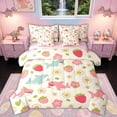thumbnail image 1 of Feelyou Cute Shark Animal Twin Bedding Sets for Girls Kids, Strawberry Flower Bedding Comforter Set, Pink Cream, Pink Reversible, 7-Piece, 1 of 7