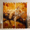 thumbnail image 1 of Feelyou Cute Sleeping Cat Black Out Curtains, Kawaii Cartoon Animal Curtains Pack of 2 (42x63 Each), Orange Fall Pumpkin Bedroom Curtains, Curtains and Drapes Decor, 1 of 6