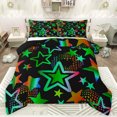 thumbnail image 1 of Feelyou Cute Stars Print Bedding Comforter Set for Teens, Kawaii Love Heart Twin Comforter Sets, Black Green Graffiti Reversible Bedding Set, Lightweight Room Decor, 2 Pieces, 1 of 8