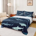 thumbnail image 1 of Feelyou Cute Undersea Shark Full Size Sheets for Men Boys, Cartoon Ocean Animal Bed Sheets, Navy, 4-Piece, 1 of 5