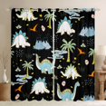 thumbnail image 1 of Feelyou Cute Volcano Dinosaur Black Out Curtains for Boys Girls, Tropical Palm Wildlife Curtains Pack of 2 (42x63 Each), Black Blue, 1 of 6