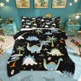 thumbnail image 1 of Feelyou Cute Volcano Dinosaur Queen Comforter Set for Boys Girls, Tropical Palm Wildlife Bedding Comforter Set, Black Blue, Black Reversible, 3 Pieces, 1 of 6