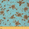 thumbnail image 1 of Feelyou Cyan Gold Rose Fabric by the Yard 2 Yards for Teen, Romantic Floral Room Decor Fabric by the Yard, Vintage Boho Southwestern Fabric for Sewing, Lightweight Room Decor, 1 of 6
