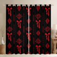 thumbnail image 1 of Feelyou Damask Aztec Curtains Pack of 2 (42x84 Each), Bowknot Ribbon Curtains Blackout, 1 of 6