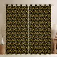 thumbnail image 1 of Feelyou Damask Blackout Curtains Set of 2 (52x84 Each), Gold Crow Animal Window Curtains, 1 of 6