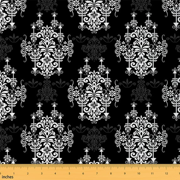 Feelyou Damask Fabric by the Yard 3 Yards for Kids, Bohemian Flower Print Sewing Fabric, Vintage Western Home Decor Fabric by the Yard, Super Cozy Room Decor