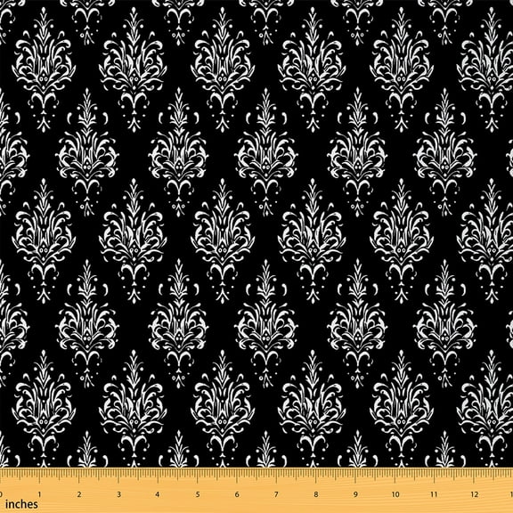 Feelyou Damask Floral Fabric by the Yard 1 Yard for Kid, Hippie Tribal Home Decor Fabric by the Yard, Retro Mandala Boho Sewing Fabric, Luxury Bedroom Decor