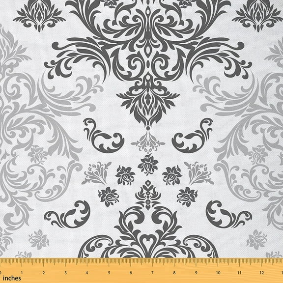 Feelyou Damask Floral Fabric by the Yard 2 Yards, Hippie Tribal Sewing Fabric, Mandala Boho Style Home Decor Fabric by the Yard, Luxury Bedroom Decor