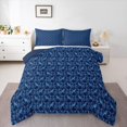 thumbnail image 1 of Feelyou Damask Floral Full Size Comforter Sets, Blue Gothic Crow Bedding Sets, 3pcs, 1 of 8