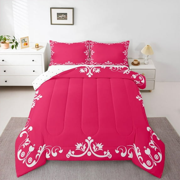 Feelyou Damask Floral Queen Comforter Set, Western Hippie Mandala Bedding Set, 3pcs