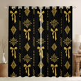 thumbnail image 1 of Feelyou Damask Flower Curtains Pack of 2 (42x84 Each), Yellow Bowknot Curtains Blackout, 1 of 6